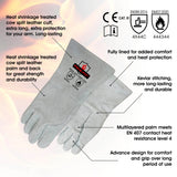 932℉/500°C Heat Resistant gloves, Intra-FIT Cowhide Foundry Gloves for Fireplace,Welding,BBQ,Grill,Furnace,Fire Pit,Blacksmith