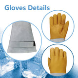 '-321℉/-196℃ Freezer/Cryogenic Gloves,Dry Ice Leather Gloves for Cold Storage