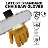 Intra-FIT Chainsaw Gloves Multi-Layer Protection on Left Hand, Safety Forestry Work Gloves in Water Resistant Cowgrain Leather, Class 2, Latest Standard EN ISO 11393-4, EN 388: 3132X