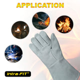932℉/500°C Heat Resistant gloves, Intra-FIT Cowhide Foundry Gloves for Fireplace,Welding,BBQ,Grill,Furnace,Fire Pit,Blacksmith